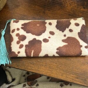 Cow Print Clutch with Tassel